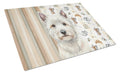 Westie Coffee Bar Cutting Board Tempered Glass Kitchen Cutting Surface, Heat Resistant Chopping, Non-Slip Feet, Food Prep & Serving