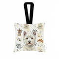 Westie Coffee Bar Hanging Square Fabric Ornament 3.5 � 3.5 Decorative Door-Knob & Tree Hanger, Soft Fabric