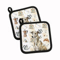 Brindle Whippet Coffee Bar Pot Holder Set of 2 Heat Resistant Quilted Hot Pads 7.5 x 7.5 Inch, Insulated Kitchen Trivets for Cooking & Baking