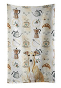 Fawn Whippet Coffee Bar Kitchen Towel Velour Plush Front and Cotton Loop Back Machine Washable
