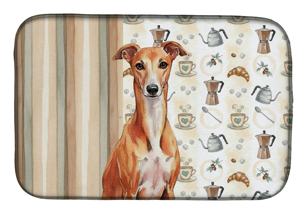 Red Whippet Coffee Bar Dish Drying Mat Absorbent Dish Drying Mat Pad for Kitchen Counter Dish Drainer Mat for Countertop, 14 x 21", Multicolor
