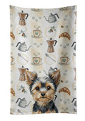 Black and Tan Yorkshire Terrier Coffee Bar Kitchen Towel Velour Plush Front and Cotton Loop Back Machine Washable