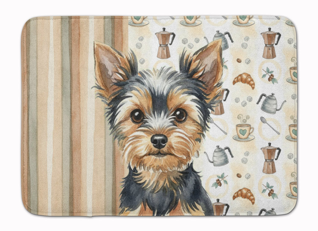 Black and Tan Yorkshire Terrier Coffee Bar Memory Foam Kitchen Mat Machine Washable Anti-Fatigue Cushion Comfort Bath or Kitchen Rug