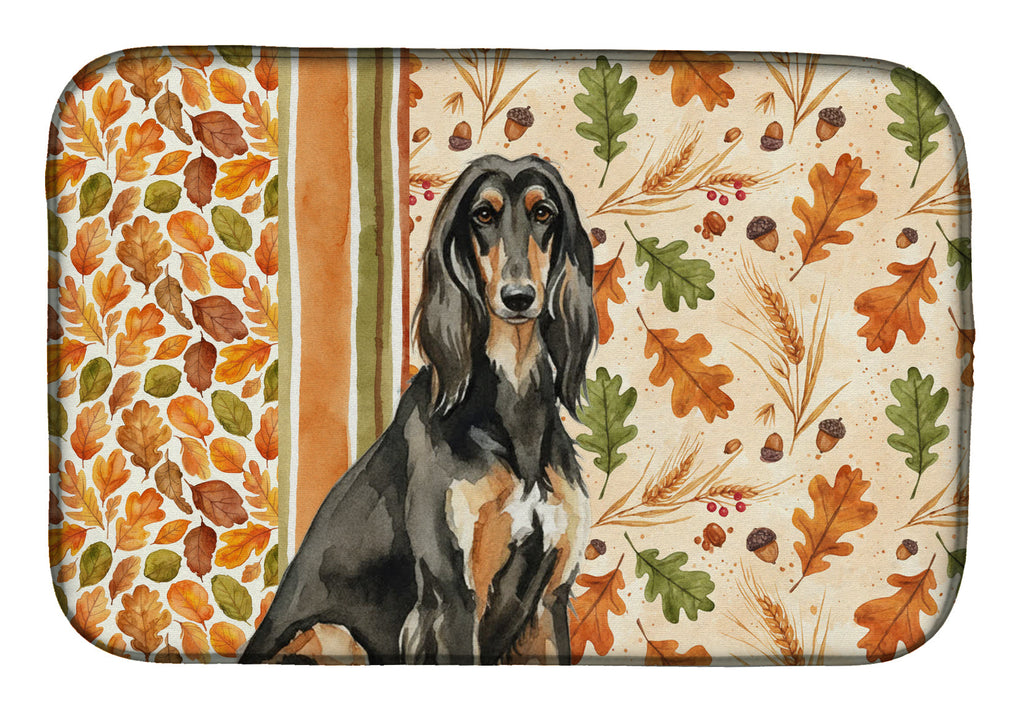 Black & Tan Afghan Hound Heirloom Fall Dish Drying Mat Absorbent Dish Drying Mat Pad for Kitchen Counter Dish Drainer Mat for Countertop, 14 x 21", Multicolor