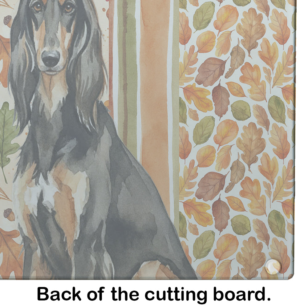 Black & Tan Afghan Hound Heirloom Fall Cutting Board Tempered Glass Kitchen Cutting Surface, Heat Resistant Chopping, Non-Slip Feet, Food Prep & Serving