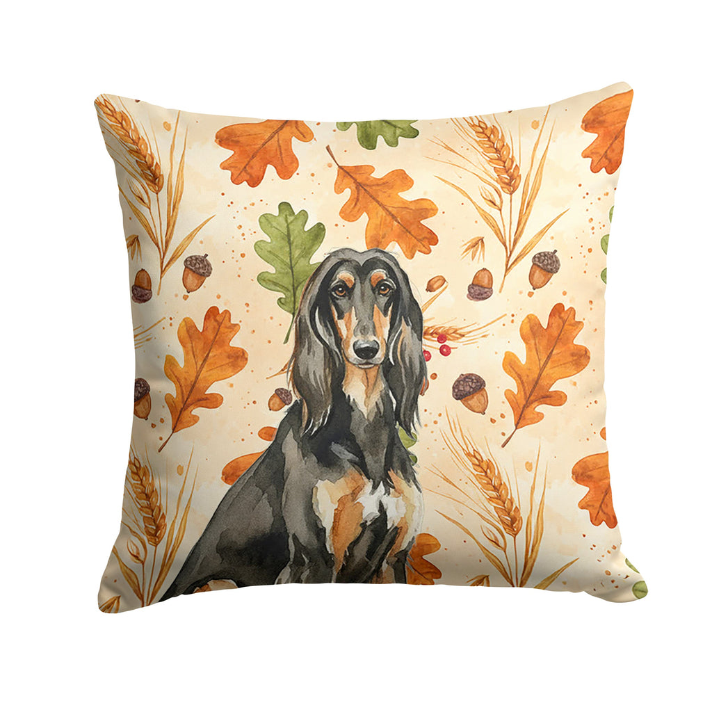 Black & Tan Afghan Hound Heirloom Fall Decorative Throw Pillow 14x14 Indoor Outdoor Accent Cushion, Fabric Cover with Insert for Sofa, Bed, Porch & Living Room
