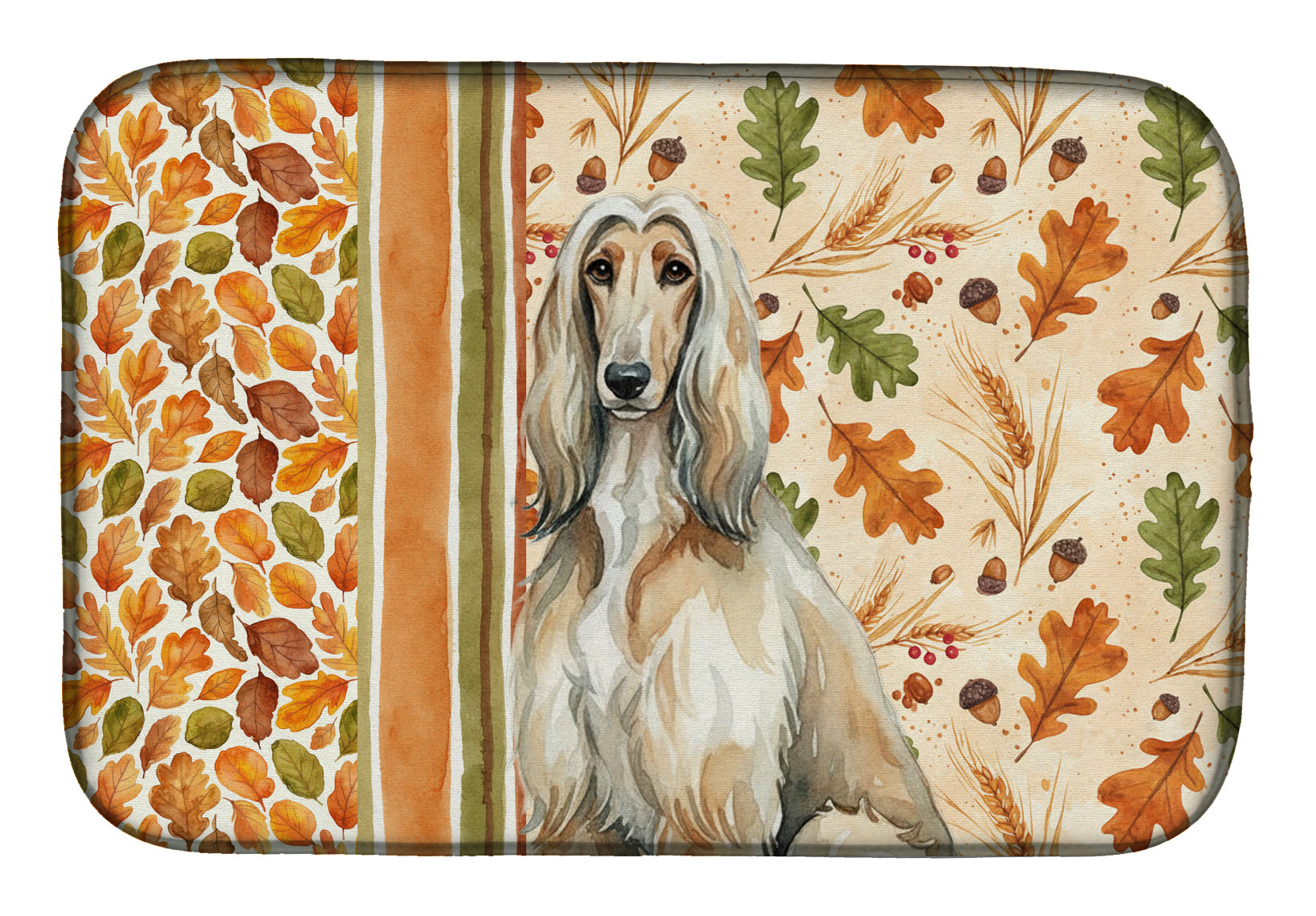 Afghan Hound Heirloom Fall Dish Drying Mat Absorbent Dish Drying Mat Pad for Kitchen Counter Dish Drainer Mat for Countertop, 14 x 21", Multicolor