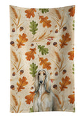 Afghan Hound Heirloom Fall Kitchen Towel Velour Plush Front and Cotton Loop Back Machine Washable