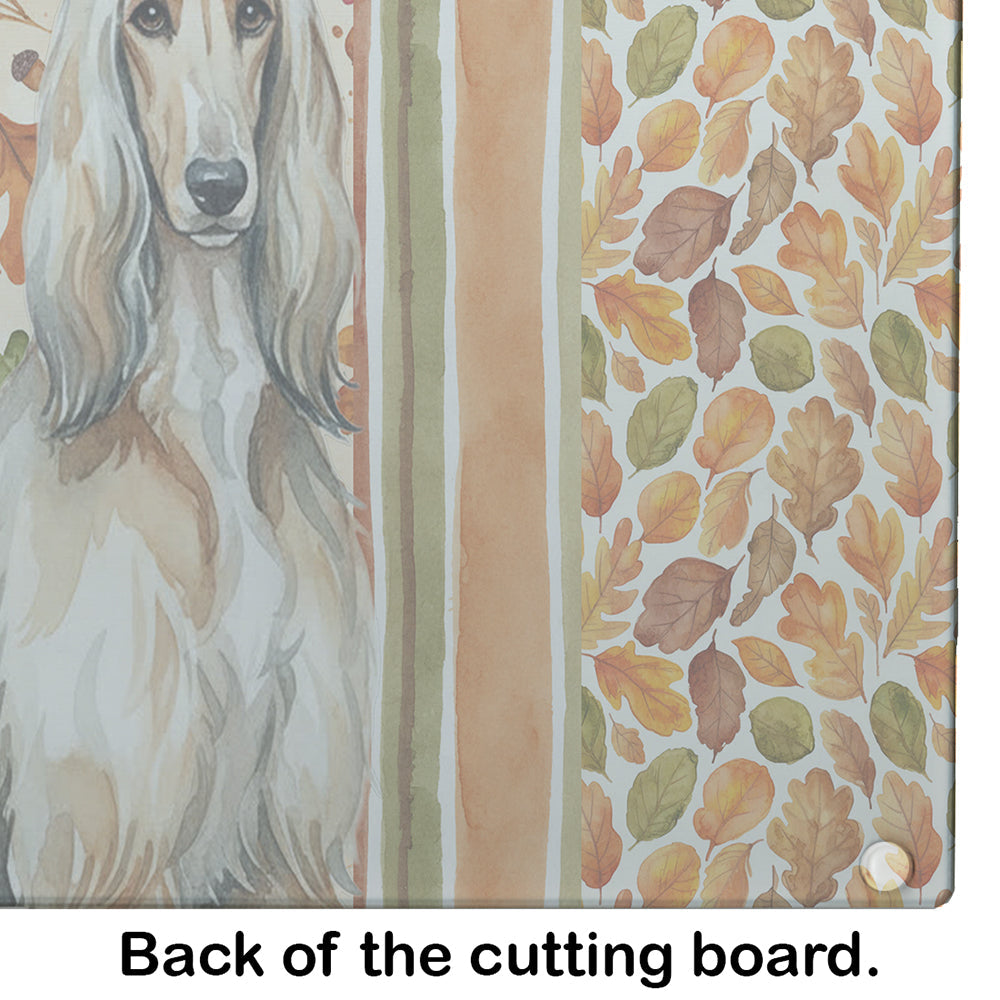 Afghan Hound Heirloom Fall Cutting Board Tempered Glass Kitchen Cutting Surface, Heat Resistant Chopping, Non-Slip Feet, Food Prep & Serving