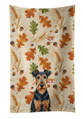 Airedale Terrier Heirloom Fall Kitchen Towel Velour Plush Front and Cotton Loop Back Machine Washable