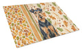 Airedale Terrier Heirloom Fall Cutting Board Tempered Glass Kitchen Cutting Surface, Heat Resistant Chopping, Non-Slip Feet, Food Prep & Serving