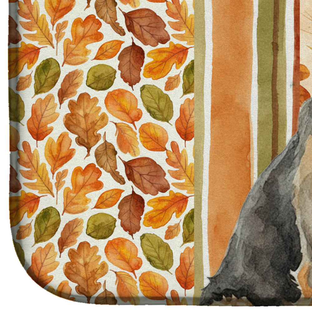 Grizzle Airedale Terrier Heirloom Fall Dish Drying Mat Absorbent Dish Drying Mat Pad for Kitchen Counter Dish Drainer Mat for Countertop, 14 x 21", Multicolor