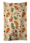 Grizzle Airedale Terrier Heirloom Fall Kitchen Towel Velour Plush Front and Cotton Loop Back Machine Washable