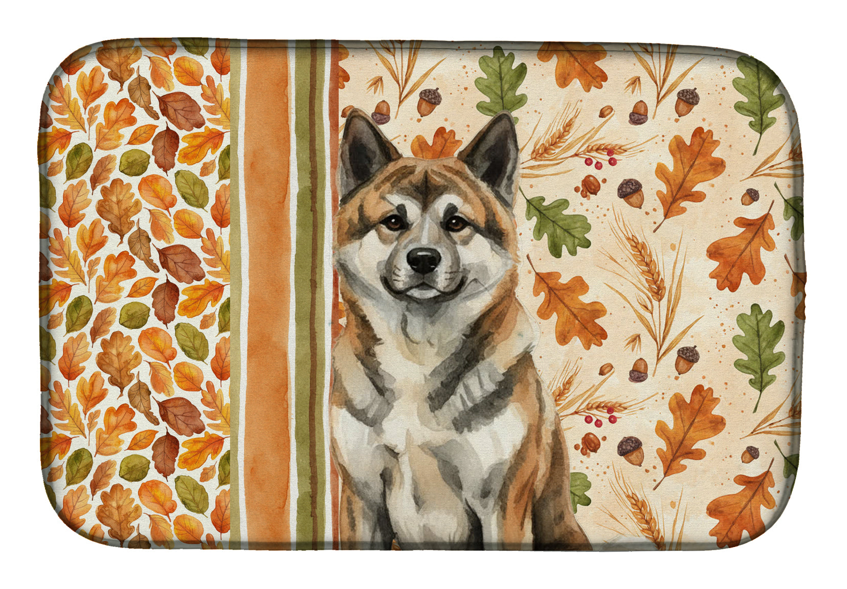 Brindle Akita Heirloom Fall Dish Drying Mat Absorbent Dish Drying Mat Pad for Kitchen Counter Dish Drainer Mat for Countertop, 14 x 21", Multicolor