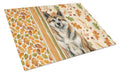 Brindle Akita Heirloom Fall Cutting Board Tempered Glass Kitchen Cutting Surface, Heat Resistant Chopping, Non-Slip Feet, Food Prep & Serving