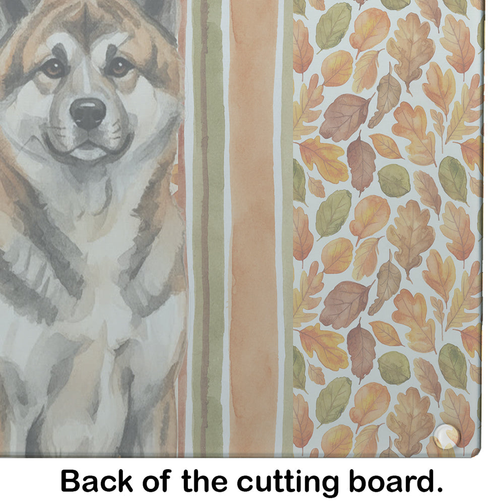 Brindle Akita Heirloom Fall Cutting Board Tempered Glass Kitchen Cutting Surface, Heat Resistant Chopping, Non-Slip Feet, Food Prep & Serving