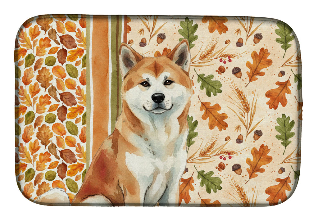 Red Akita Heirloom Fall Dish Drying Mat Absorbent Dish Drying Mat Pad for Kitchen Counter Dish Drainer Mat for Countertop, 14 x 21", Multicolor
