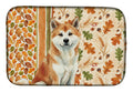 Red Akita Heirloom Fall Dish Drying Mat Absorbent Dish Drying Mat Pad for Kitchen Counter Dish Drainer Mat for Countertop, 14 x 21", Multicolor
