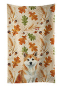 Red Akita Heirloom Fall Kitchen Towel Velour Plush Front and Cotton Loop Back Machine Washable