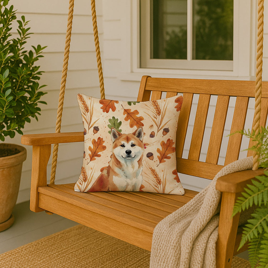 Red Akita Heirloom Fall Decorative Throw Pillow 18x18 Indoor Outdoor Accent Cushion, Fabric Cover with Insert for Sofa, Bed, Porch & Living Room