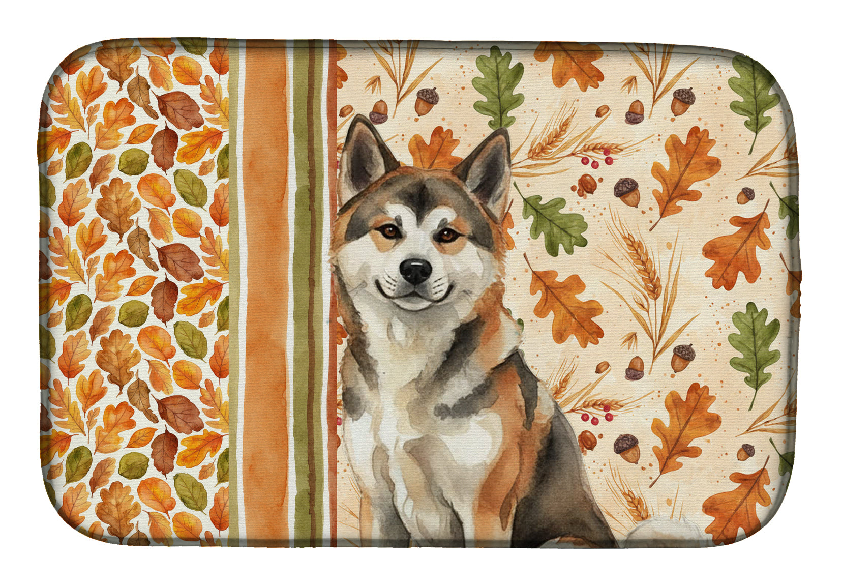 Sesame Akita Heirloom Fall Dish Drying Mat Absorbent Dish Drying Mat Pad for Kitchen Counter Dish Drainer Mat for Countertop, 14 x 21", Multicolor