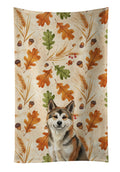 Sesame Akita Heirloom Fall Kitchen Towel Velour Plush Front and Cotton Loop Back Machine Washable