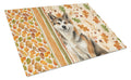 Sesame Akita Heirloom Fall Cutting Board Tempered Glass Kitchen Cutting Surface, Heat Resistant Chopping, Non-Slip Feet, Food Prep & Serving