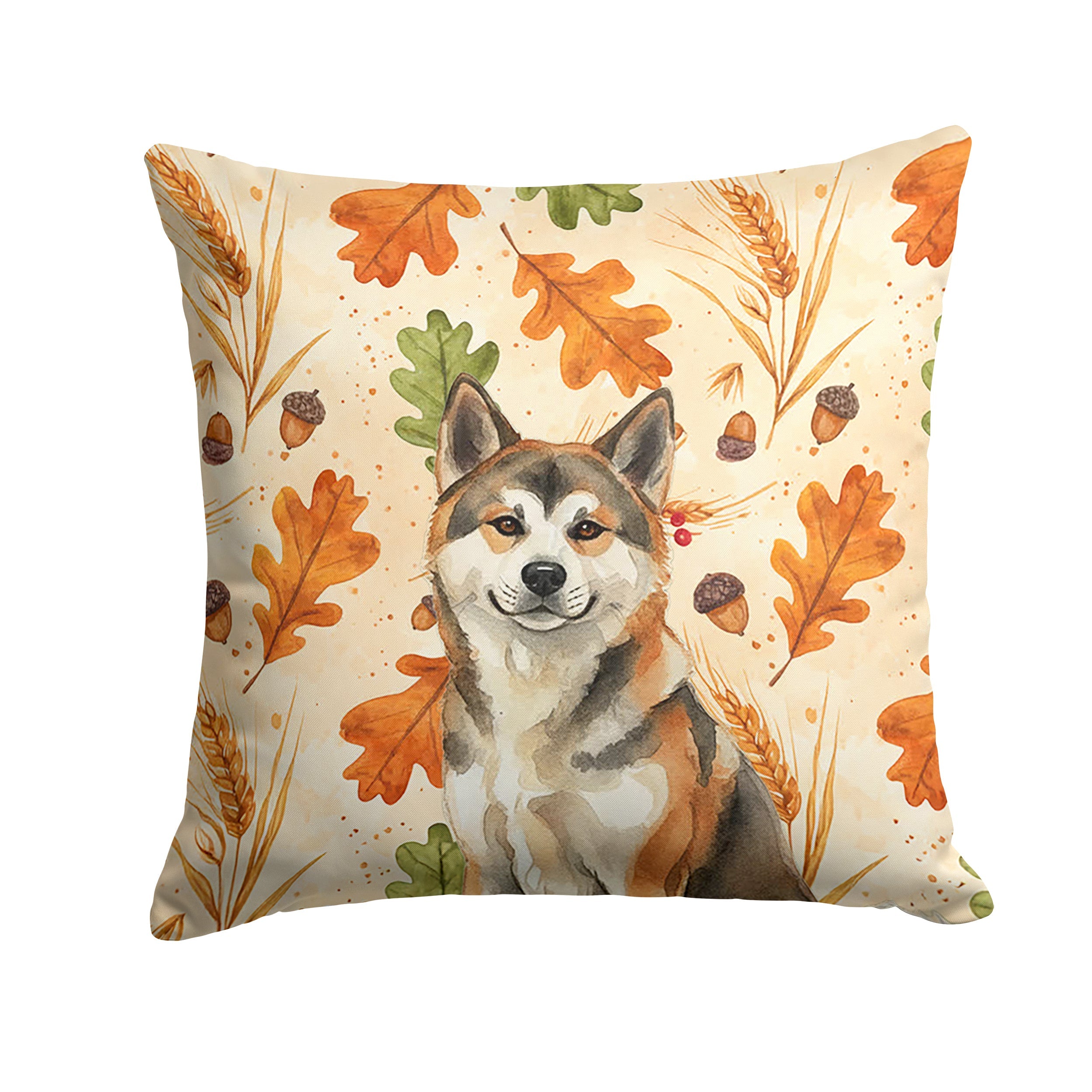 Sesame Akita Heirloom Fall Decorative Throw Pillow 18x18 Indoor Outdoor Accent Cushion, Fabric Cover with Insert for Sofa, Bed, Porch & Living Room