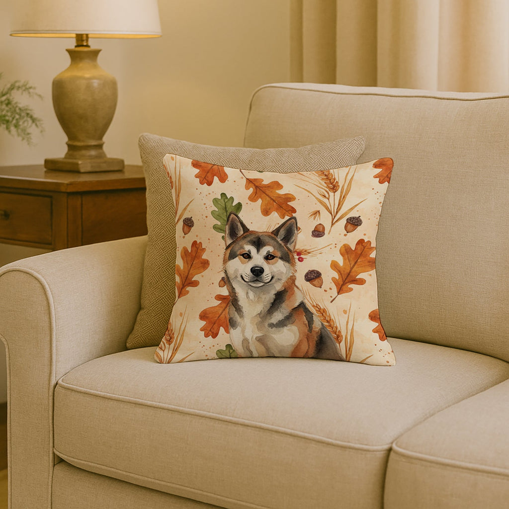 Sesame Akita Heirloom Fall Decorative Throw Pillow 18x18 Indoor Outdoor Accent Cushion, Fabric Cover with Insert for Sofa, Bed, Porch & Living Room