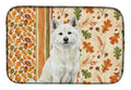 White Akita Heirloom Fall Dish Drying Mat Absorbent Dish Drying Mat Pad for Kitchen Counter Dish Drainer Mat for Countertop, 14 x 21", Multicolor