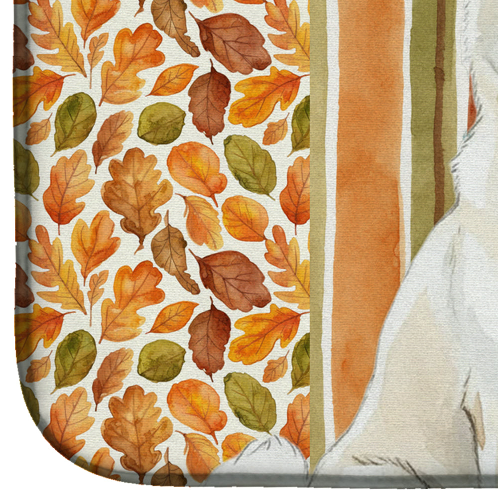 White Akita Heirloom Fall Dish Drying Mat Absorbent Dish Drying Mat Pad for Kitchen Counter Dish Drainer Mat for Countertop, 14 x 21", Multicolor