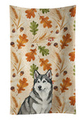 Gray and White Alaskan Malamute Heirloom Fall Kitchen Towel Velour Plush Front and Cotton Loop Back Machine Washable