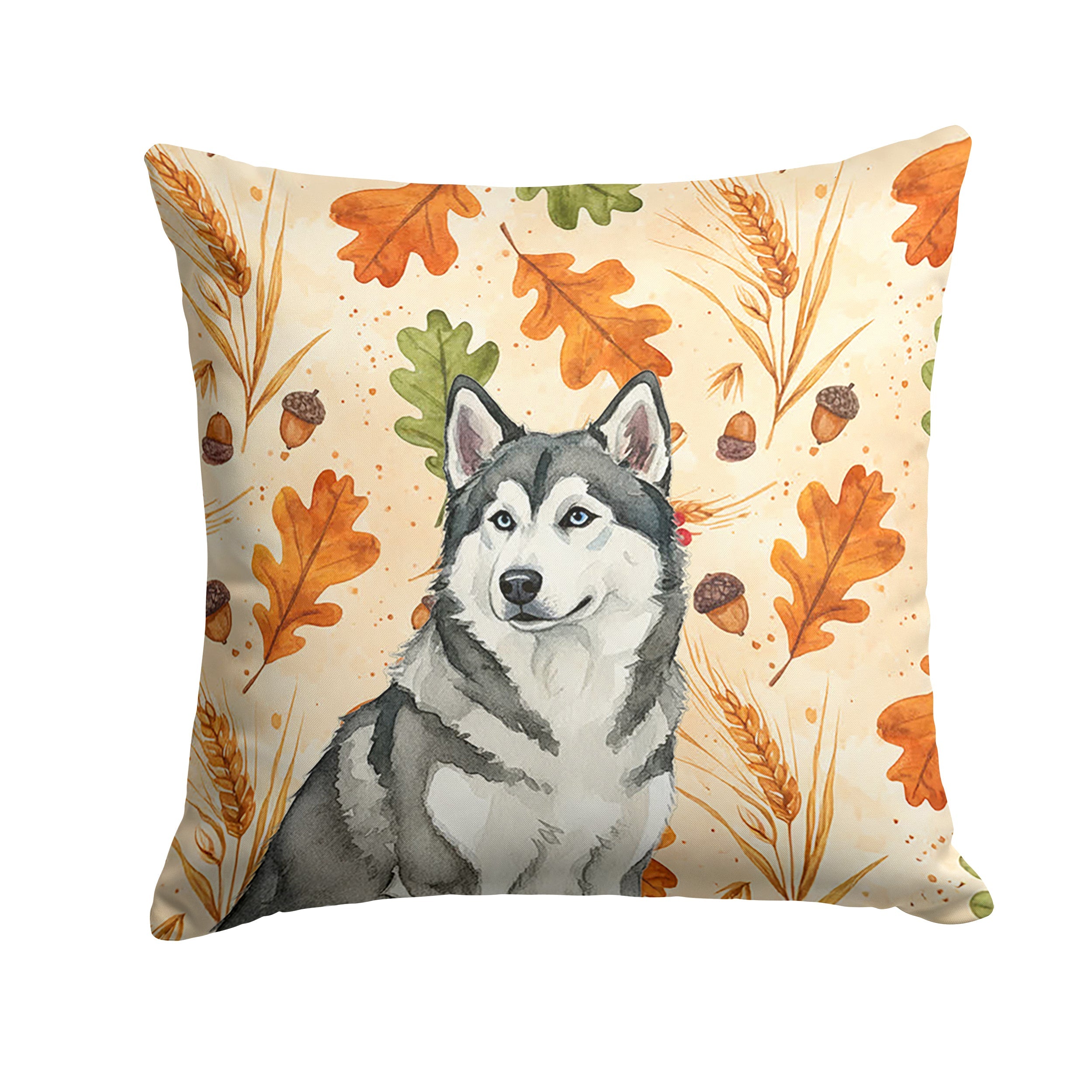 Gray and White Alaskan Malamute Heirloom Fall Decorative Throw Pillow 18x18 Indoor Outdoor Accent Cushion, Fabric Cover with Insert for Sofa, Bed, Porch & Living Room