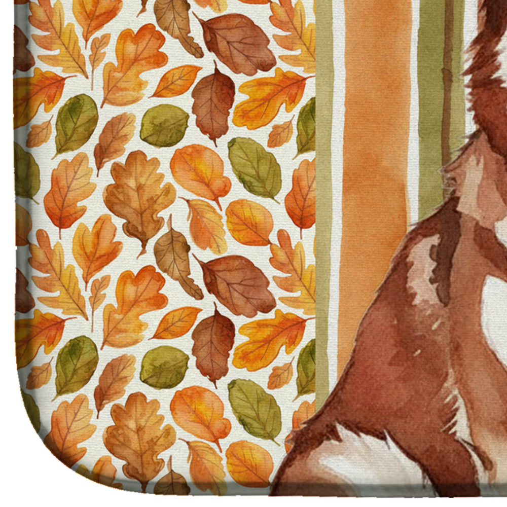 Red and White Alaskan Malamute Heirloom Fall Dish Drying Mat Absorbent Dish Drying Mat Pad for Kitchen Counter Dish Drainer Mat for Countertop, 14 x 21", Multicolor