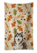 Sable and White Alaskan Malamute Heirloom Fall Kitchen Towel Velour Plush Front and Cotton Loop Back Machine Washable