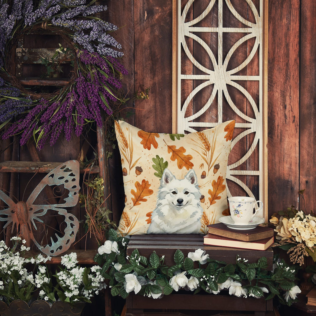 American Eskimo Heirloom Fall Decorative Throw Pillow 18x18 Indoor Outdoor Accent Cushion, Fabric Cover with Insert for Sofa, Bed, Porch & Living Room