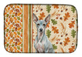 American Hairless Terrier Heirloom Fall Dish Drying Mat Absorbent Dish Drying Mat Pad for Kitchen Counter Dish Drainer Mat for Countertop, 14 x 21", Multicolor