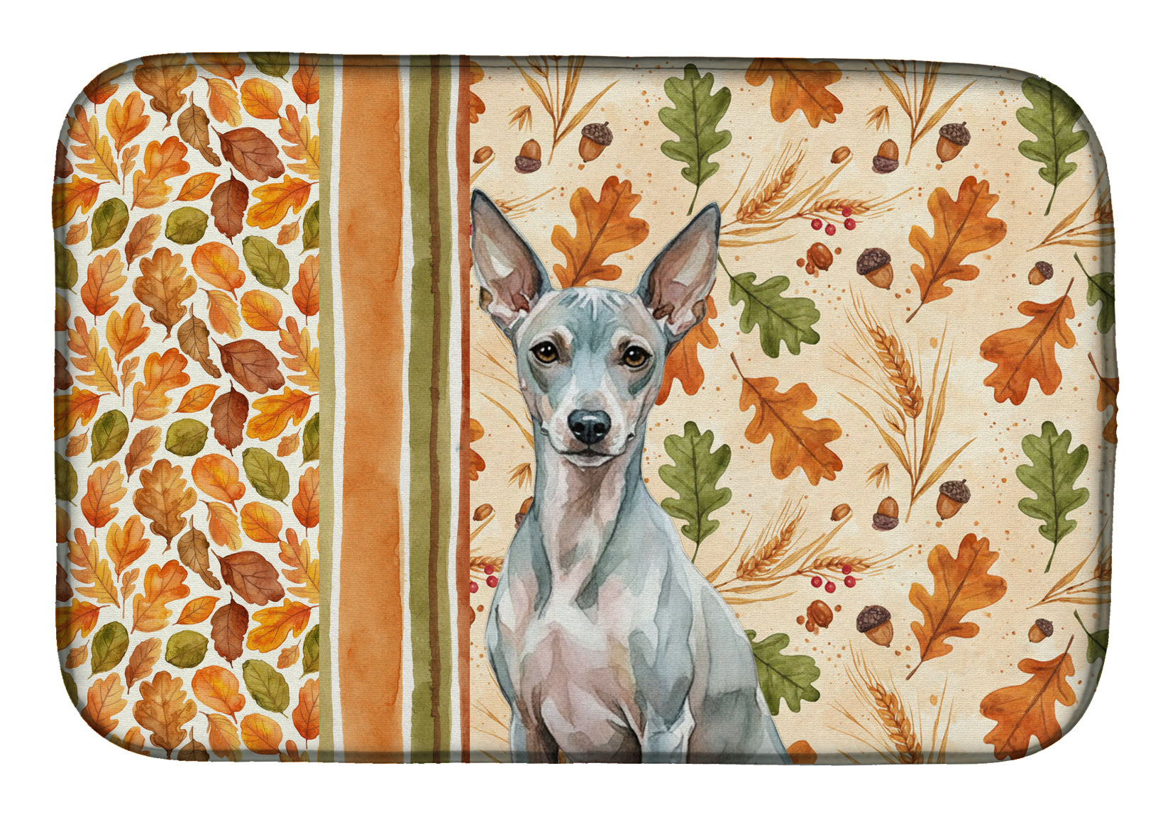American Hairless Terrier Heirloom Fall Dish Drying Mat Absorbent Dish Drying Mat Pad for Kitchen Counter Dish Drainer Mat for Countertop, 14 x 21", Multicolor