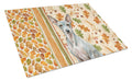 American Hairless Terrier Heirloom Fall Cutting Board Tempered Glass Kitchen Cutting Surface, Heat Resistant Chopping, Non-Slip Feet, Food Prep & Serving