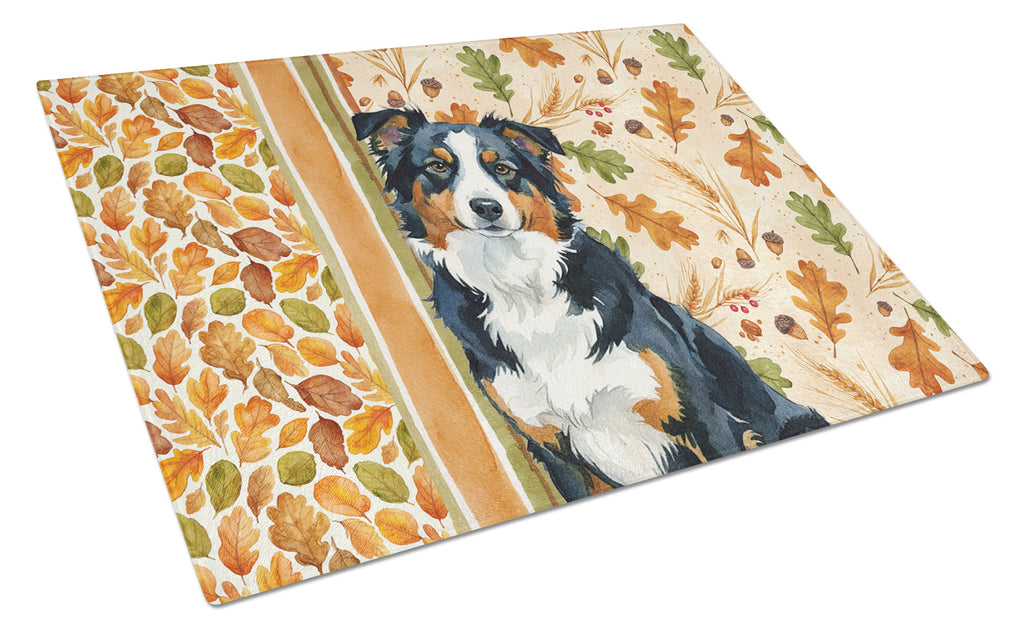 Black Tri American Shepherd Heirloom Fall Cutting Board Tempered Glass Kitchen Cutting Surface, Heat Resistant Chopping, Non-Slip Feet, Food Prep & Serving