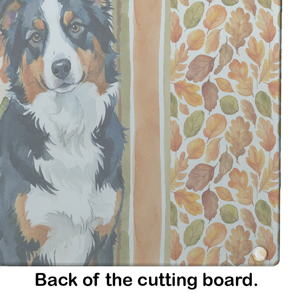 Black Tri American Shepherd Heirloom Fall Cutting Board Tempered Glass Kitchen Cutting Surface, Heat Resistant Chopping, Non-Slip Feet, Food Prep & Serving
