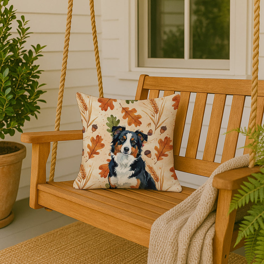 Black Tri American Shepherd Heirloom Fall Decorative Throw Pillow 18x18 Indoor Outdoor Accent Cushion, Fabric Cover with Insert for Sofa, Bed, Porch & Living Room
