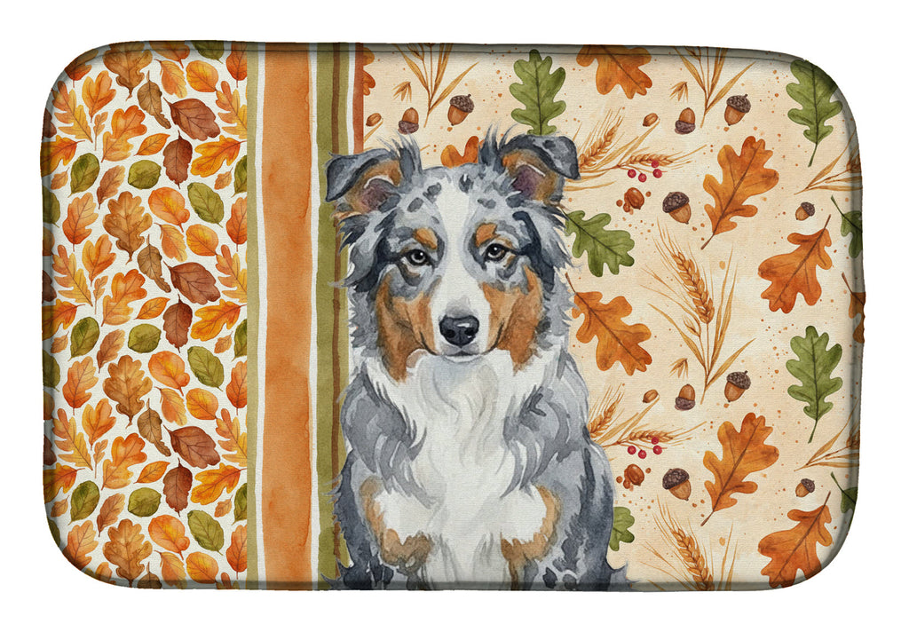 Blue Merle American Shepherd Heirloom Fall Dish Drying Mat Absorbent Dish Drying Mat Pad for Kitchen Counter Dish Drainer Mat for Countertop, 14 x 21", Multicolor