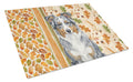 Blue Merle American Shepherd Heirloom Fall Cutting Board Tempered Glass Kitchen Cutting Surface, Heat Resistant Chopping, Non-Slip Feet, Food Prep & Serving