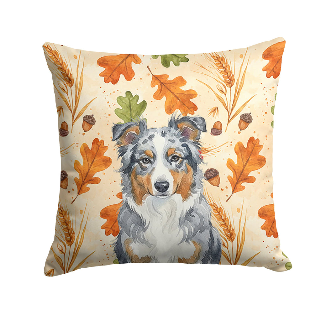 Blue Merle American Shepherd Heirloom Fall Decorative Throw Pillow 18x18 Indoor Outdoor Accent Cushion, Fabric Cover with Insert for Sofa, Bed, Porch & Living Room