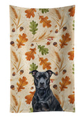 Black American Staffordshire Terrier Heirloom Fall Kitchen Towel Velour Plush Front and Cotton Loop Back Machine Washable