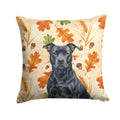 Black American Staffordshire Terrier Heirloom Fall Decorative Throw Pillow 14x14 Indoor Outdoor Accent Cushion, Fabric Cover with Insert for Sofa, Bed, Porch & Living Room
