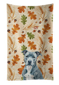 Blue American Staffordshire Terrier Heirloom Fall Kitchen Towel Velour Plush Front and Cotton Loop Back Machine Washable