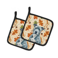 Blue American Staffordshire Terrier Heirloom Fall Pot Holder Set of 2 Heat Resistant Quilted Hot Pads 7.5 x 7.5 Inch, Insulated Kitchen Trivets for Cooking & Baking
