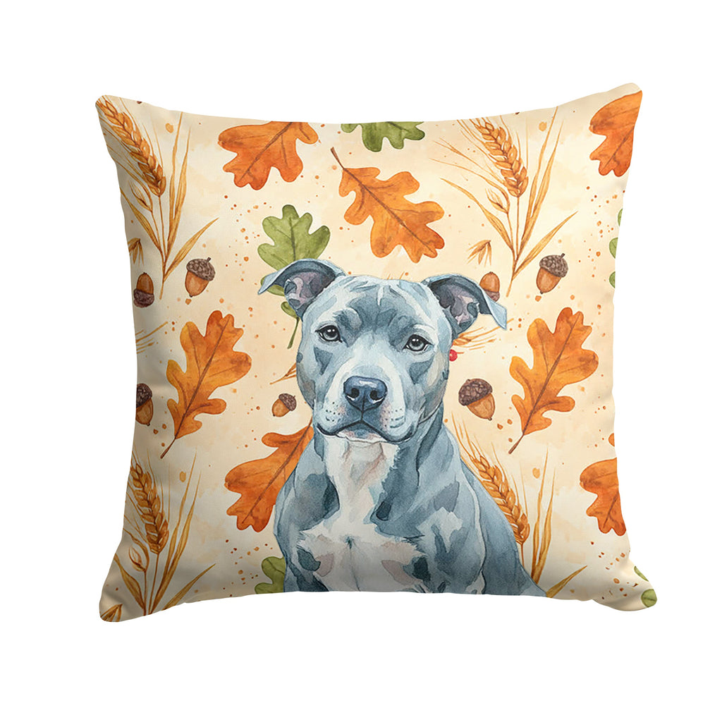 Blue American Staffordshire Terrier Heirloom Fall Decorative Throw Pillow 18x18 Indoor Outdoor Accent Cushion, Fabric Cover with Insert for Sofa, Bed, Porch & Living Room